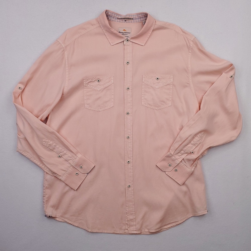Tommy Bahama Shirt Mens Extra Large Peach Island Modern‎ Fit Button Up Preppy